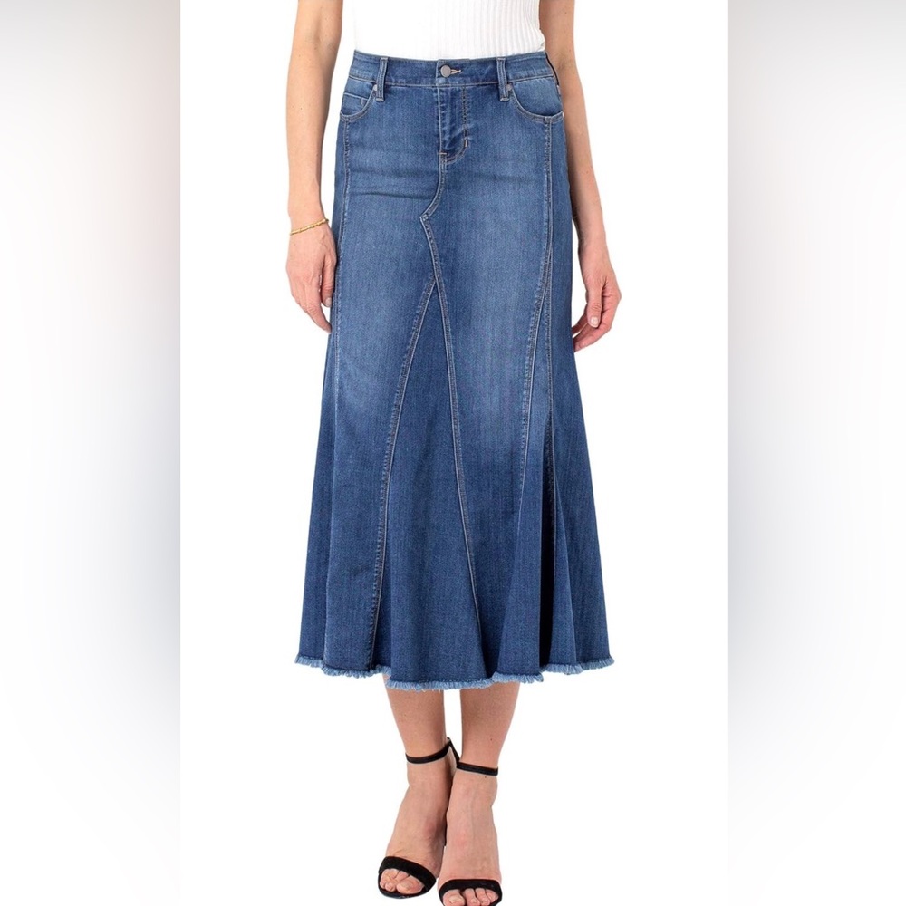 Liverpool Denim Panel Midi Skirt size 6